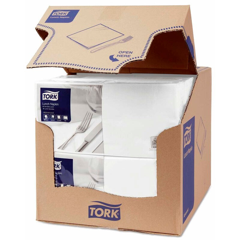 Frokostservietter, Tork, Advanced, 1/4-fold, 2 lag, hvid, 330mmx330mm, karton a 2000 stk, FSC Mix Credit
