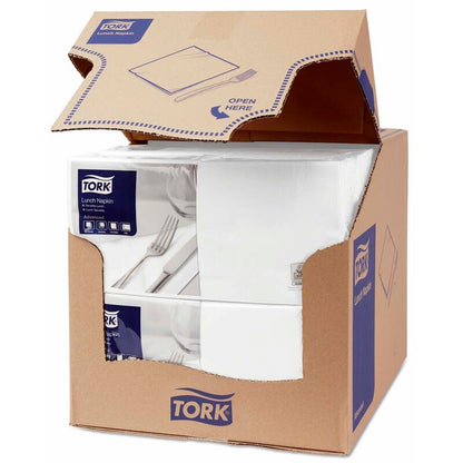 Frokostservietter, Tork, Advanced, 1/4-fold, 2 lag, hvid, 330mmx330mm, karton a 2000 stk, FSC Mix Credit