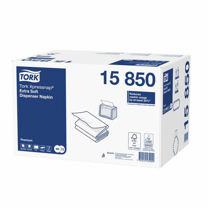 Servietter til dispenser, Tork, N4, 2-fold Premium, 2 lag, hvid, 165mmx216mm, 17g/m2, pakke a 8000 stk