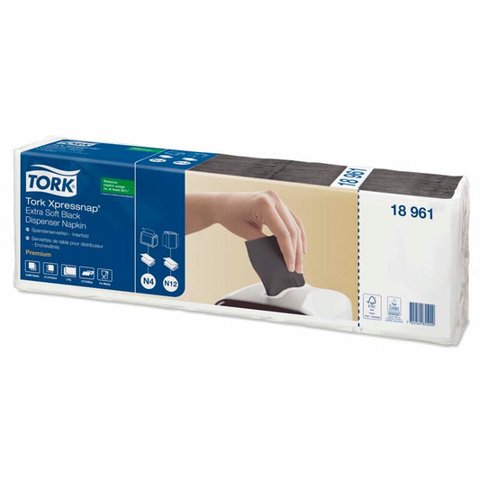 Servietter til dispenser, Tork, N4, 2-fold Premium, sort, 165mmx213mm, pakke a 8000 stk, FSC Mix Credit