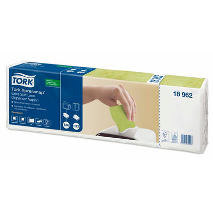 Servietter til dispenser, Tork, N4, 2-fold Premium, lime, 165mmx213mm, pakke a 8000 stk, FSC Mix Credit