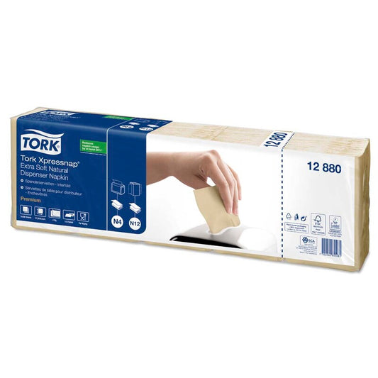 Servietter til dispenser, Tork, N4, 2-fold Natur Premium, 2 lag, natur, 165mmx213mm, pakke a 8000 stk, FSC Recycled Credit