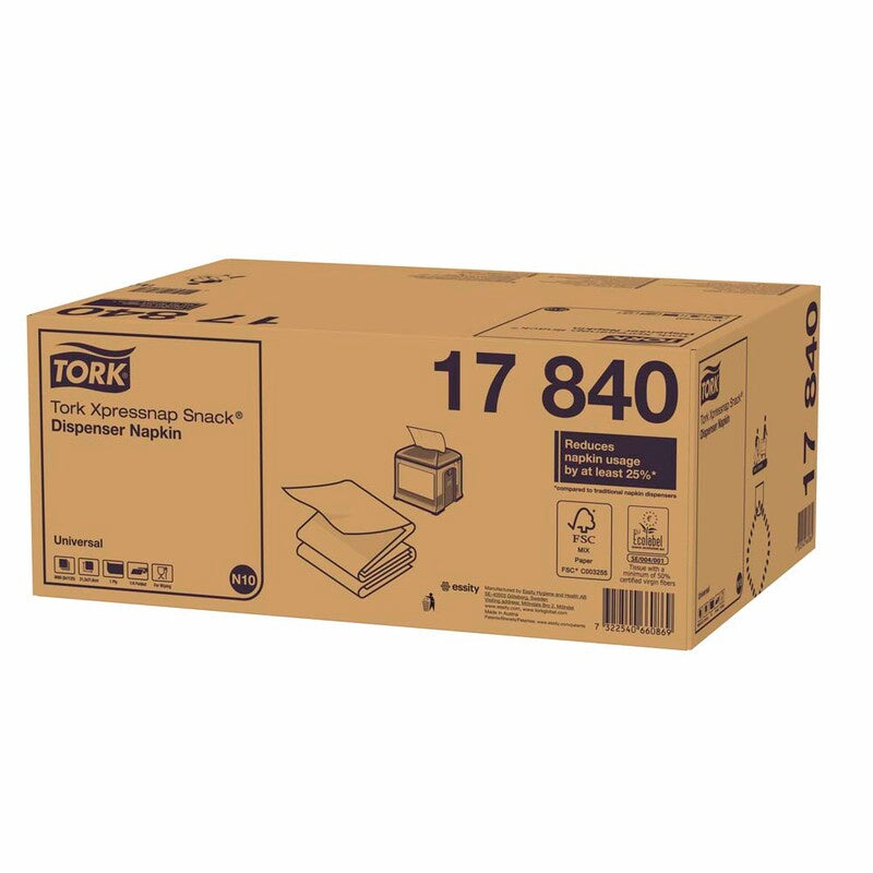 Servietter til dispenser, Tork, N10, 2-fold - Universal, 2 lag, hvid, 216mmx213mm, pakke med 9000 stk, FSC Mix Credit