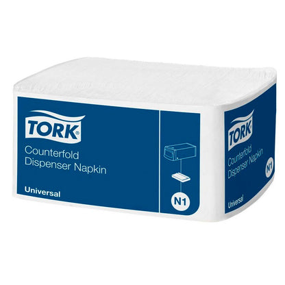Servietter til dispenser, Tork, Universal, 2-fold Novafold Universal, 1 lag, hvid, 310mmx320mm, pakke med 7200 stk, FSC Mix Credit