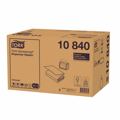 Servietter til dispenser, Tork, N4, 4-fold Universal, 1 lag, hvid, 330mmx213mm, pakke med 9000 stk, FSC Mix Credit