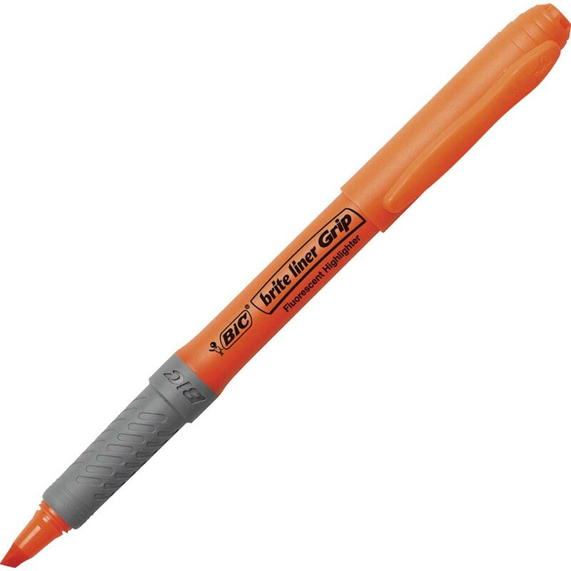 Tekstmarker, Bic Brite liner Grip, 1,6-3,3MM, Skrå spids, orange, 10 Units