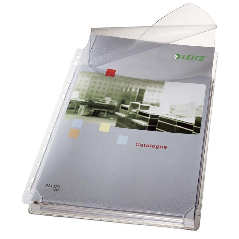 Plastlomme, Leitz, transparent, 210x297mm, plastik, pakke a 5 stk