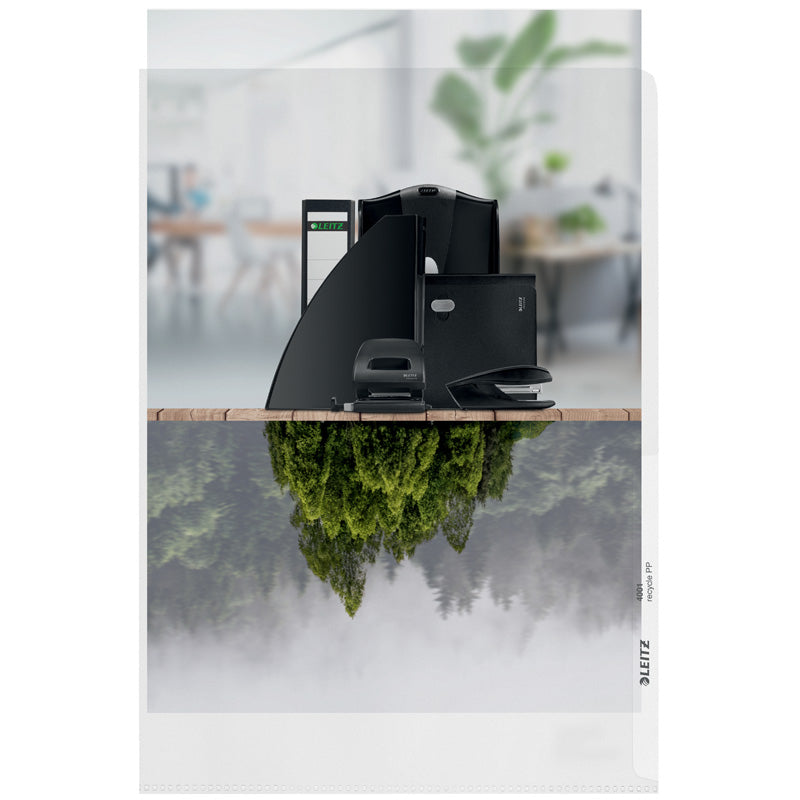 Plastomslag, Leitz Recycle, transparent, 140µm, 210x297mm, plastik, pakke a 100 stk