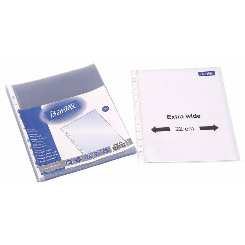 Plastlomme, Bantex, transparent, 100µm, 210x297mm, plastik, pakke a 50 stk