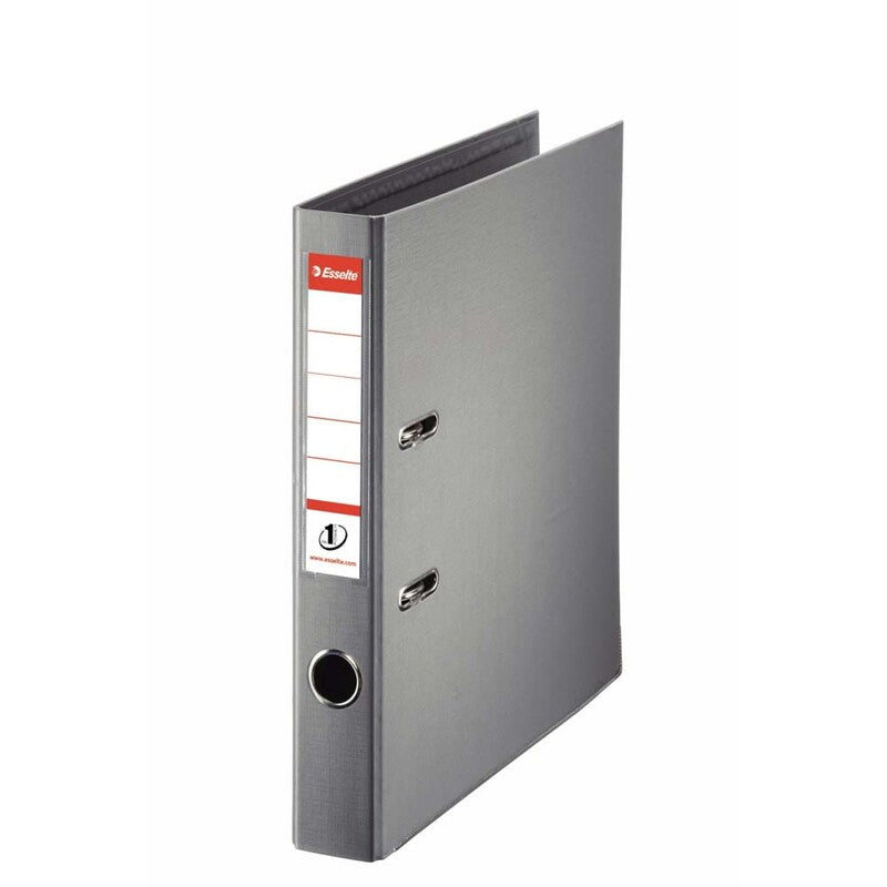 Brevordner, Esselte No.1 Power, grå, 50mm, 210x297mm, antal ringe: 2, FSC Mix 70%, 10 Units