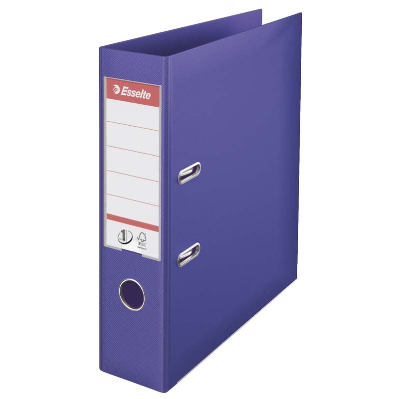 Brevordner, Esselte, lilla, 75mm, 210x297mm, antal ringe: 2, FSC Mix 70%, 10 Units