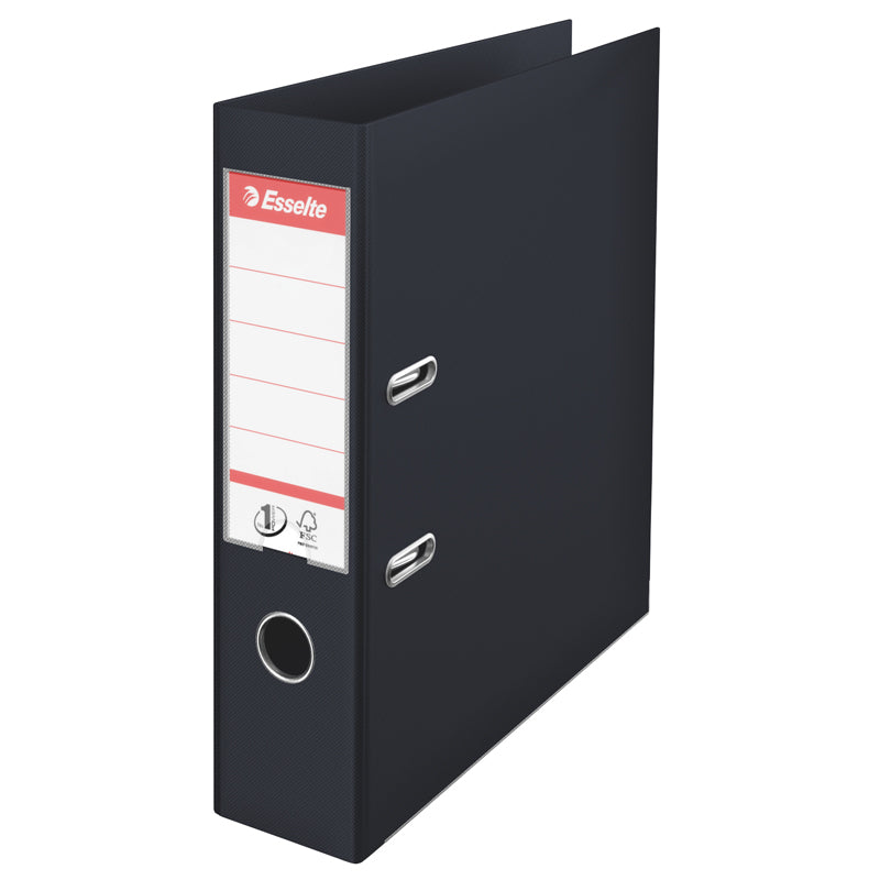 Brevordner, Esselte No.1 Power, sort, 75mm, 210x297mm, antal ringe: 2, FSC Mix 70%, 10 Units