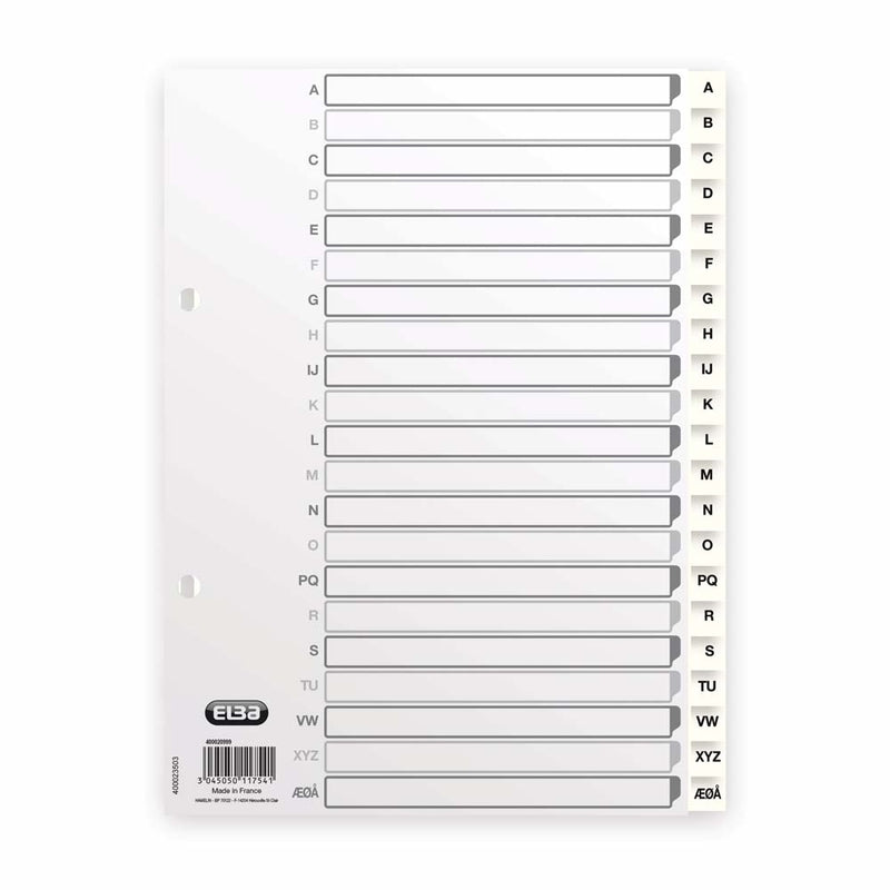 Register, Oxford, A5,148x210mm, A-Å, hvid, Pakke med 10 sæt