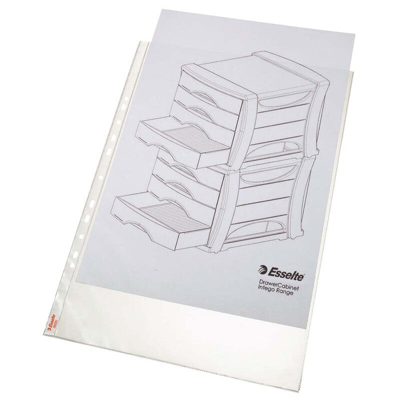 Plastlomme, Esselte, transparent, HØJ FORMAT, 80µm, 297x420mm, plastik, pakke a 50 stk