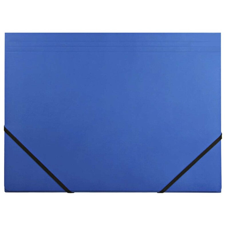 Elastikmappe, Q-Line DKF, blå, M/3 KLAPPER, 210x297mm, Karton/elastik, 10 Units