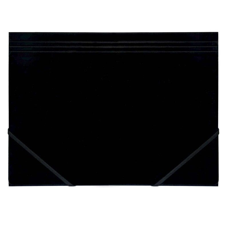 Elastikmappe, Q-Line DKF, sort, M/3 KLAPPER, 210x297mm, Karton/elastik, 10 Units