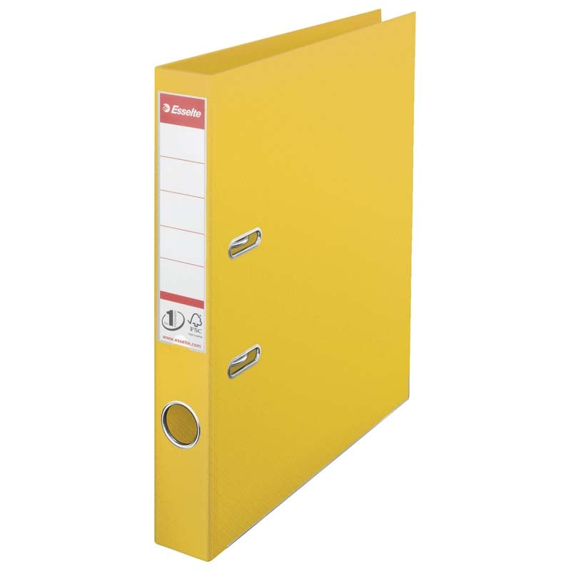 Brevordner, Esselte No.1 Power, gul, 50mm, 210x297mm, antal ringe: 2, FSC Mix 70%, 10 Units