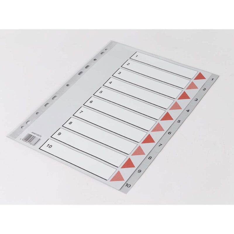 Register, Q-Line, A4,210x297mm, 1-10, grå, kasse a 20 sæt