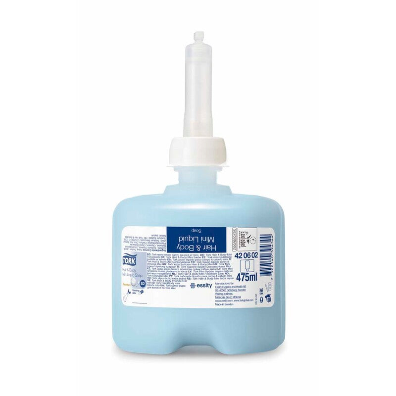 Hair and Bodyshampoo, Tork, S2, Premium, 475 ml, pakke a 8 stk