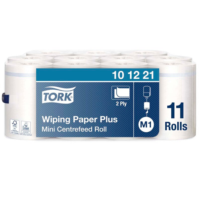 Aftøringsrulle, Tork, M1, Plus, 2 lag, hvid, 215mm x 75.00m, kasse a 11 ruller, FSC Mix Credit