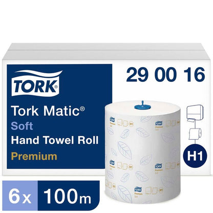 Papirhåndklæder rulle, Tork, H1, Premium Soft, 2 lag, hvid, 210mm x 100.00m, kasse a 6 ruller, FSC Mix Credit