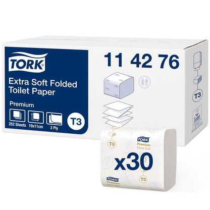 Toiletpapir Ark, Tork, Premium, Bulk, 2 lag, hvid, 110mm, æske a 7560 ark, FSC Mix Credit