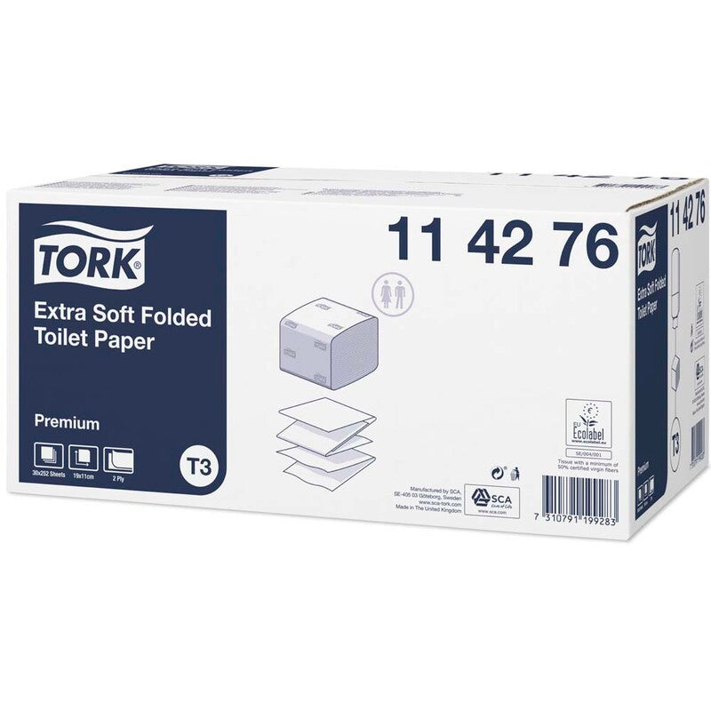 Toiletpapir Ark, Tork, Premium, Bulk, 2 lag, hvid, 110mm, æske a 7560 ark, FSC Mix Credit