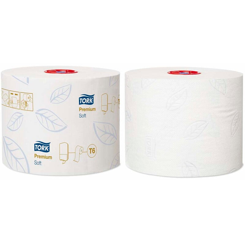 Toiletpapir Jumbo, Tork, Premium, Mid-Size T6, 2 lag, hvid x 90.00m, kasse a 27 ruller, FSC Mix Credit