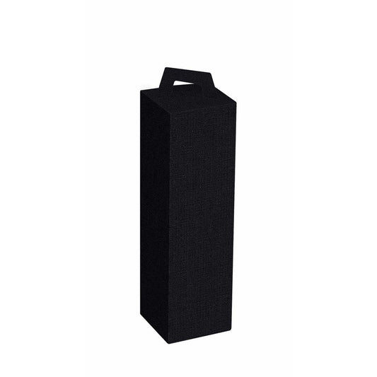 Gaveæske til vin, udvendig dim: 90 x 90, x 330 mm, indre dim: 90 x 90 x 330 mm, 1-lags,B-flute, særligt design, med håndtag, sort, 1 fl., pakke a 50 stk