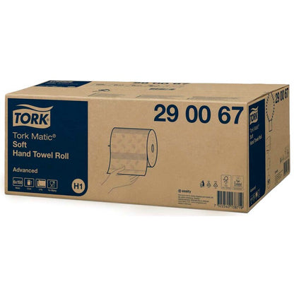 Papirhåndklæder rulle, Tork, H1, Advanced Soft, 2 lag, hvid, 210mm x 150.00m, kasse a 6 ruller, FSC Mix Credit