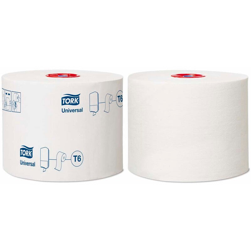 Toiletpapir Jumbo, Tork, Universal, Mid-Size T6, 1 lag, hvid x 135.00m, kasse a 27 ruller, FSC Recycled Credit