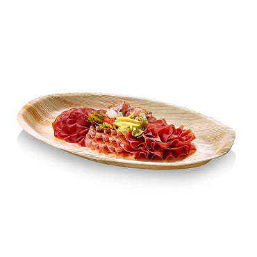 Cateringfad, Rektangulær, 235 x 345 x 25 mm, træ, karton a 100 stk, Palm leaf, Fødevaregodkendt