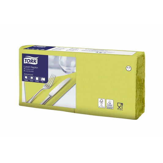 Frokostservietter, Tork, Advanced, 1/4-fold, 3 lag, lime, 330mmx330mm, pakke a 1500 stk, FSC Mix Credit