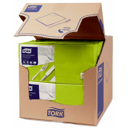 Frokostservietter, Tork, Advanced, 1/4-fold, 3 lag, lime, 330mmx330mm, pakke a 1500 stk, FSC Mix Credit