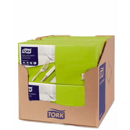Frokostservietter, Tork, Advanced, 1/4-fold, 3 lag, lime, 330mmx330mm, pakke a 1500 stk, FSC Mix Credit