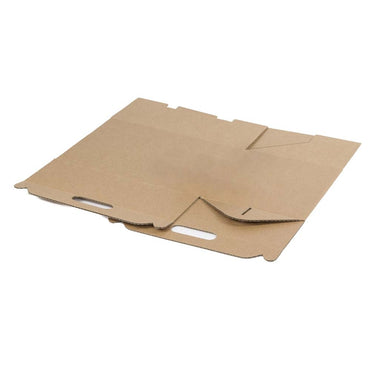 Take away box, udvendig dim: 340 x 215, x 213 mm, indre dim: 340 x 215 x 213 mm, 1-lags,B-flute, FEFCO 0217, brun, bundt a 625 stk, palle a 300 stk, Velegnet til indirekte tilbere