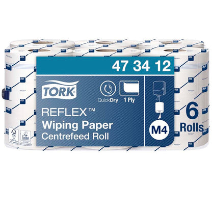 Aftøringsrulle, Tork, M4, QuickDry, 1 lag, hvid, 198mm x 114.00m, kasse a 6 ruller, FSC Mix Credit