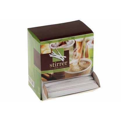 Rørepind, træ, træ, Dispenser box, Wrapped, pakke a 1000 stk, Fødevaregodkendt