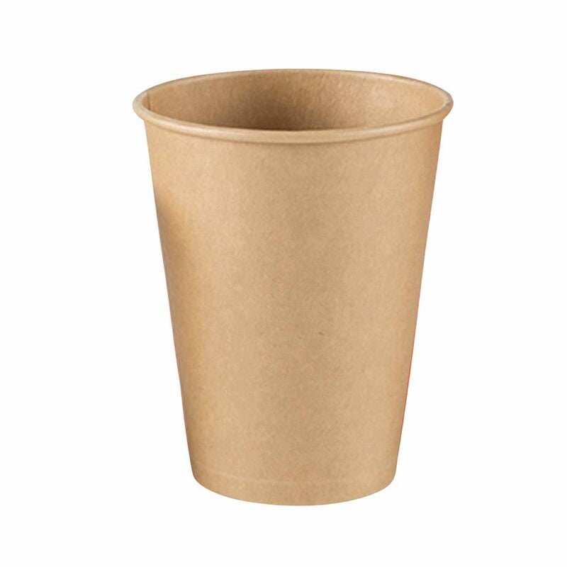 Kaffebæger, Papir + PE, brun, 12oz/340ml, karton a 1000 stk, palle 16 kartoner, Single wall, Fødevaregodkendt