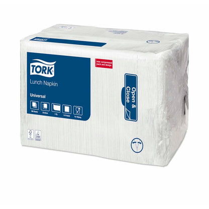 Frokostservietter, Tork, Universal, 1/4-fold, 1 lag, hvid, 326mmx330mm, karton a 4000 stk, FSC Mix Credit