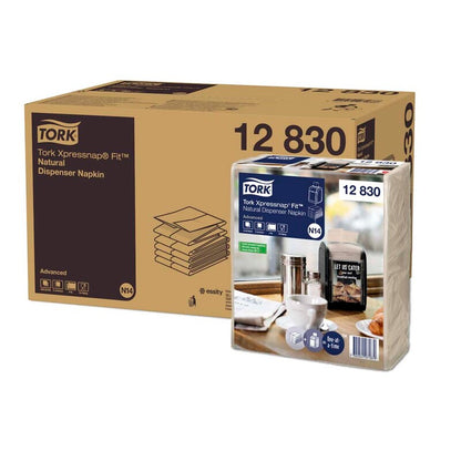 Servietter til dispenser, Tork, N14, 2-fold Xpresssnap Advanced, 2 lag, natur, 165mmx213mm, pakke med 4320 stk, FSC Recycled Credit