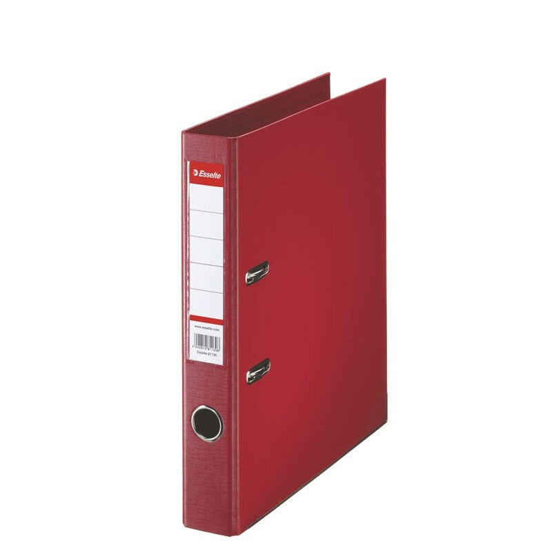 Brevordner, Esselte, rød, 50mm, 210x297mm, antal ringe: 2, PP, 10 Units
