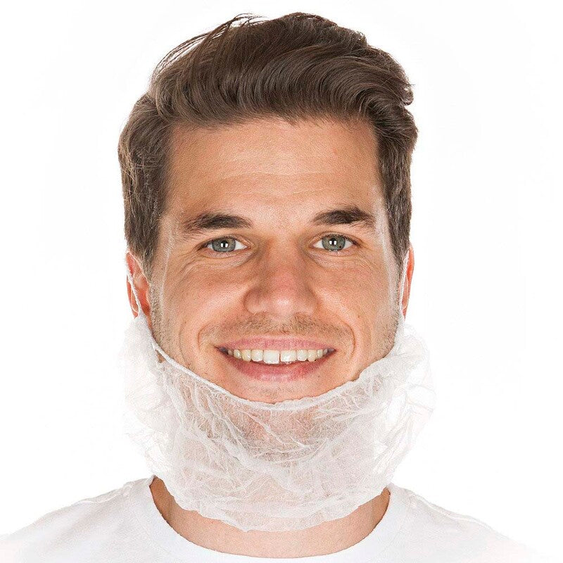 Skægbind, non-woven, hvid, pakke med 100 stk.