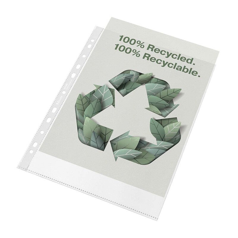Plastlomme, Esselte Recycle, transparent, 210x297mm, plastik, pakke a 100 stk