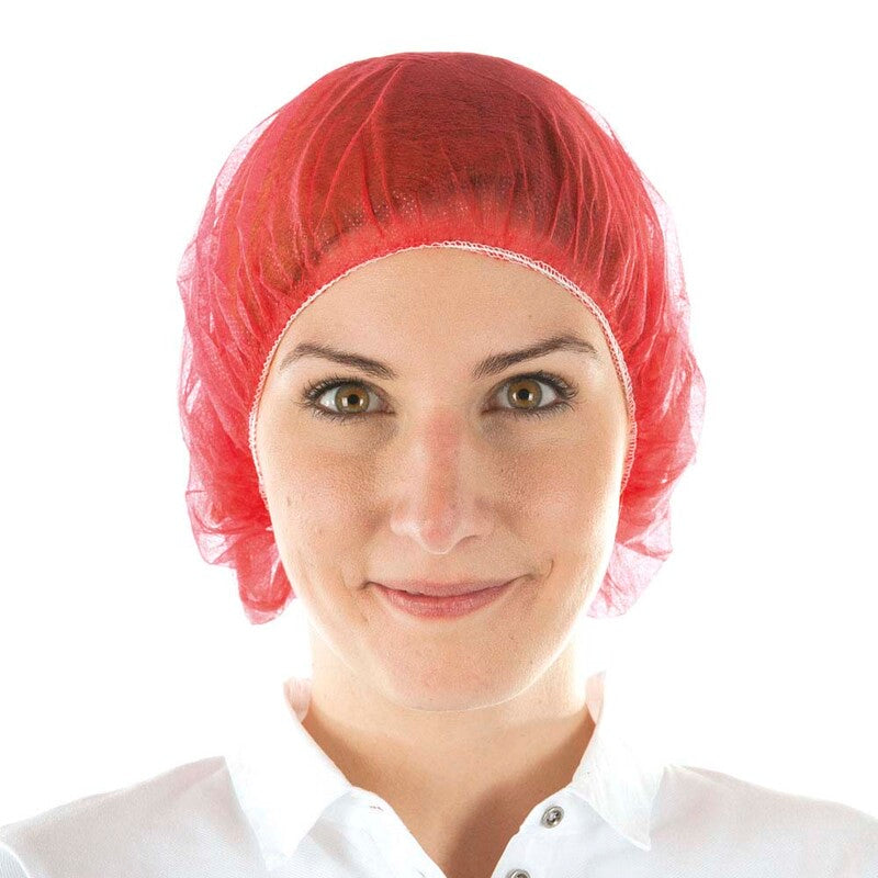 Engangs hårnet, Mop Cap on-size, Non-woven, Rød, pakke a 1000 stk