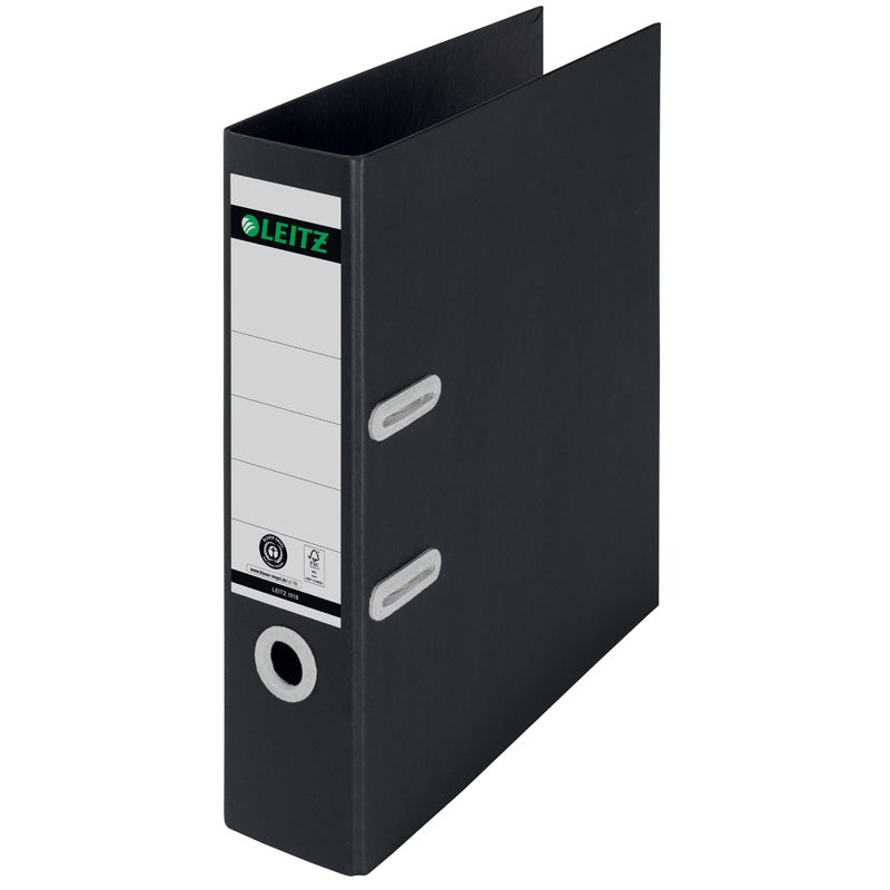 Brevordner, Leitz Recycle, sort, 75mm, 210x297mm, antal ringe: 2, Paper/plastic/metal, FSC Mix 70%, 10 Units
