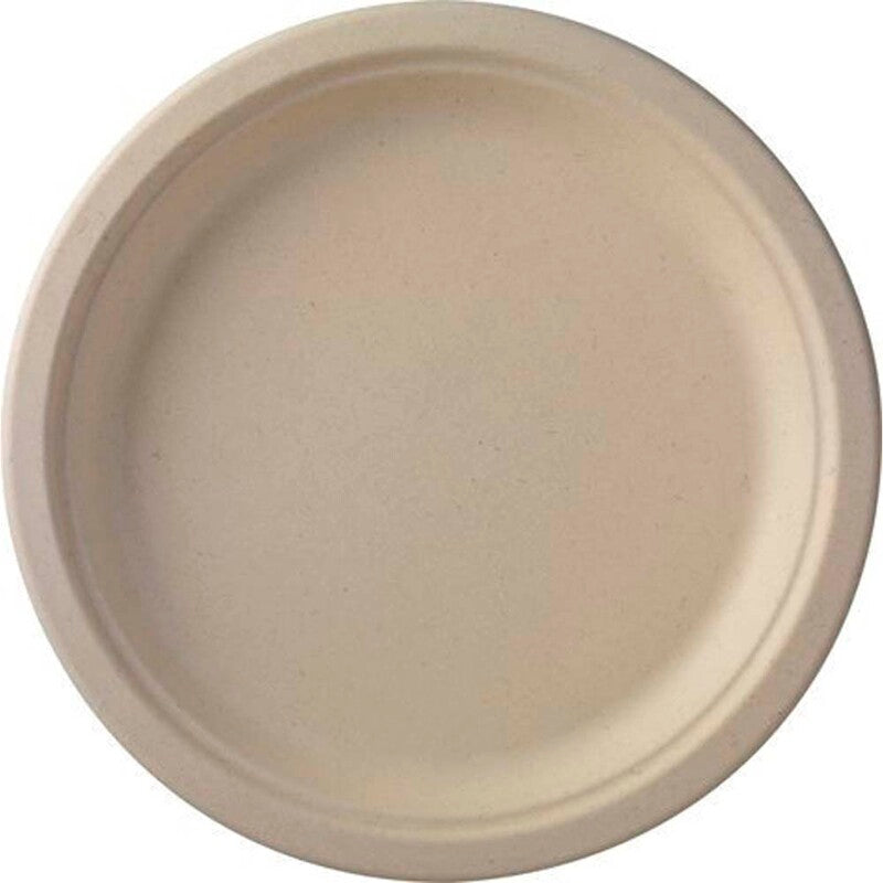 Tallerken middag, Rund, indvendig diameter 220.0 mm, biobaseret, brun, Bagasse, pakke a 50 stk, Fødevaregodkendt