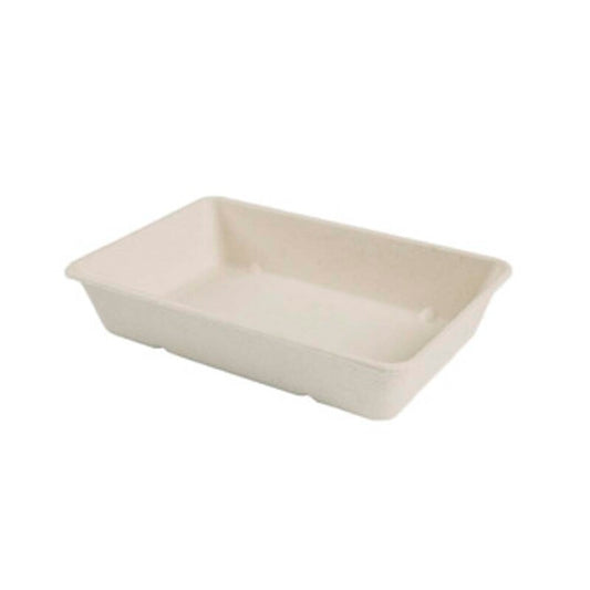 Salatbowle, Rektangulær, 850 ml, 228x156x48mm, Bambusfibre, der indeholder, hvid, Bagasse, karton a 500 stk