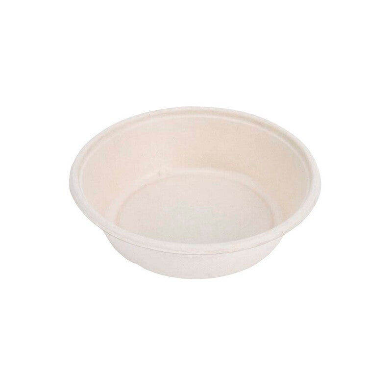 Salatbowle, Rund, kapacitet 950, Ø 203, højde 52, Bambusfibre, der indeholder, hvid, Bagasse, karton a 500 stk, Fødevaregodkendt