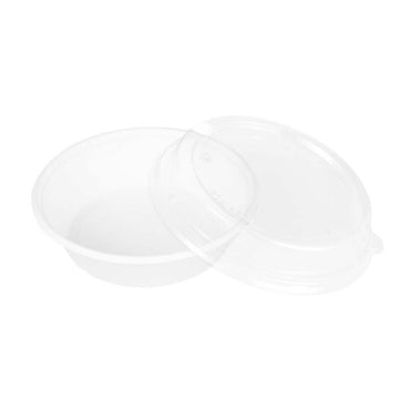 Salatbowle, Rund, kapacitet 950, Ø 203, højde 52, Bambusfibre, der indeholder, hvid, Bagasse, karton a 500 stk, Fødevaregodkendt